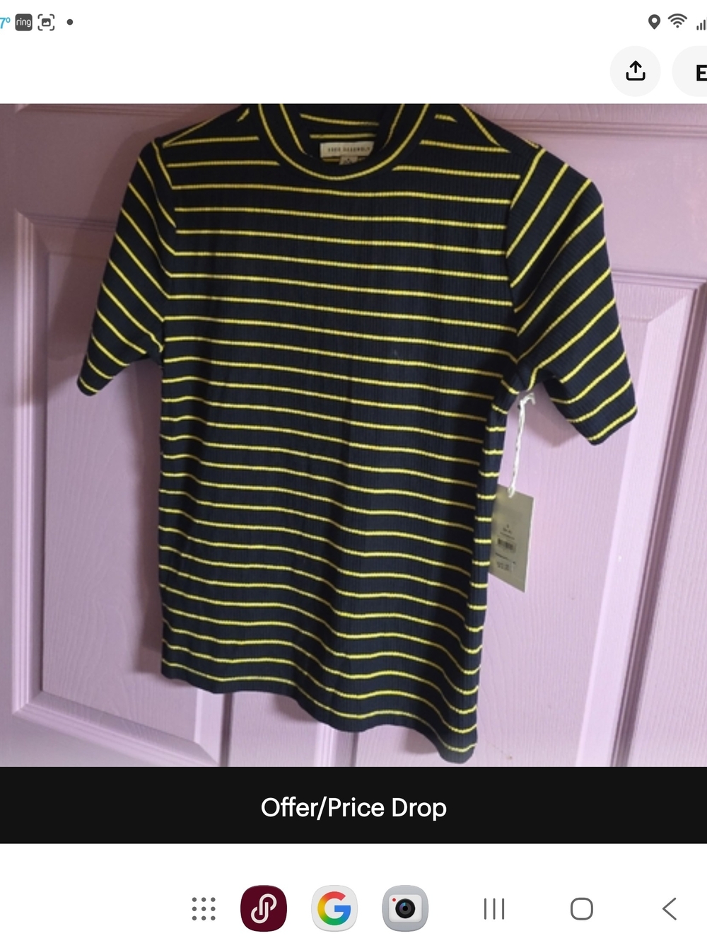 Striped Navy & Yellow Womens Top